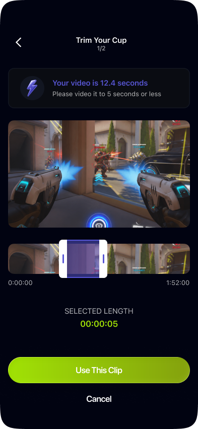 Gameplay upload screen